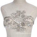 New collection fashional crystal and rhinestone lace applique patch motif for bridal RM358